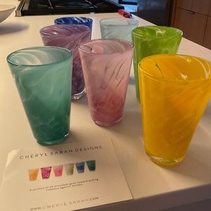 Cheryl Saban handbown drinking glasses (7)